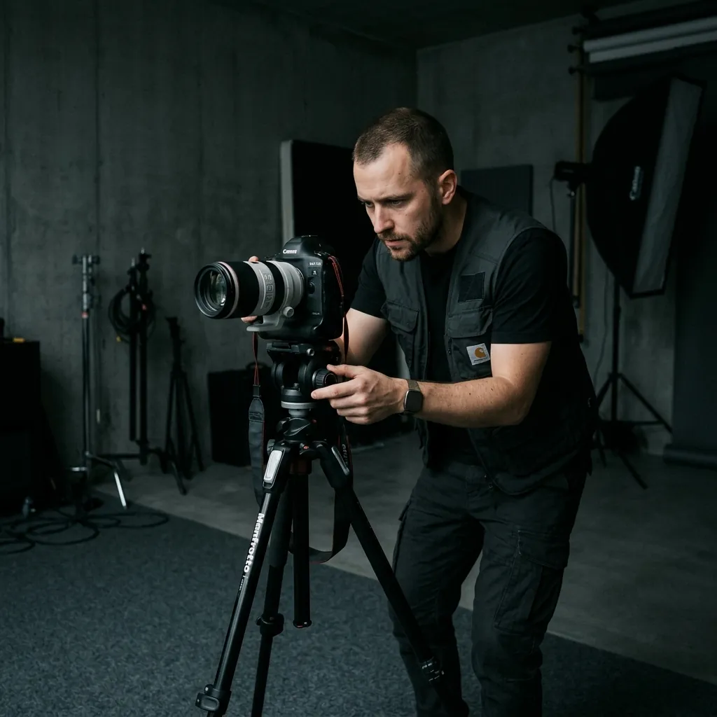 Фотограф Nocturne Studio за работой в студии